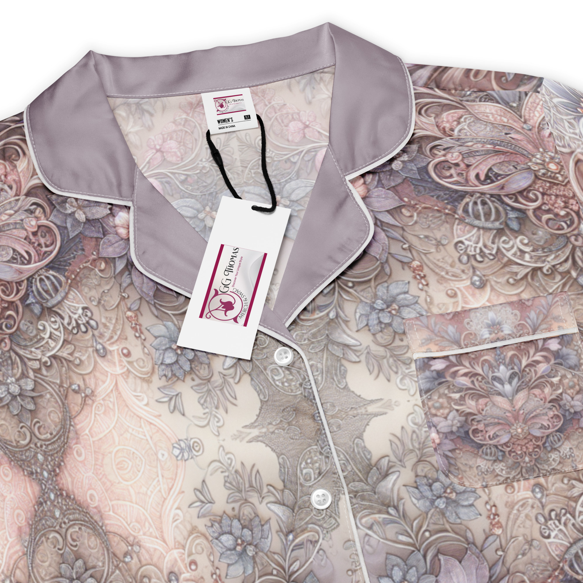 Secada Spa All-over print women’s short sleeve pajama top - Image 3