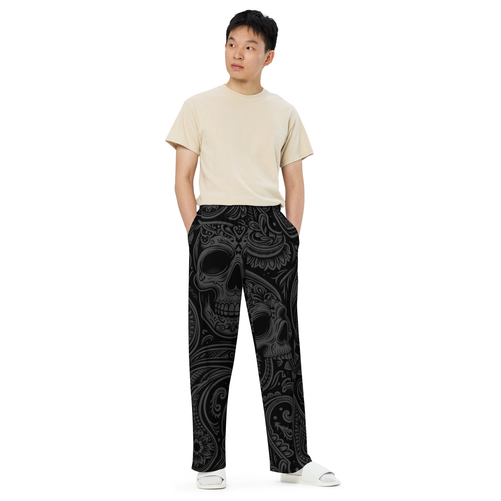 So Be It Skull All-over print unisex wide-leg pants