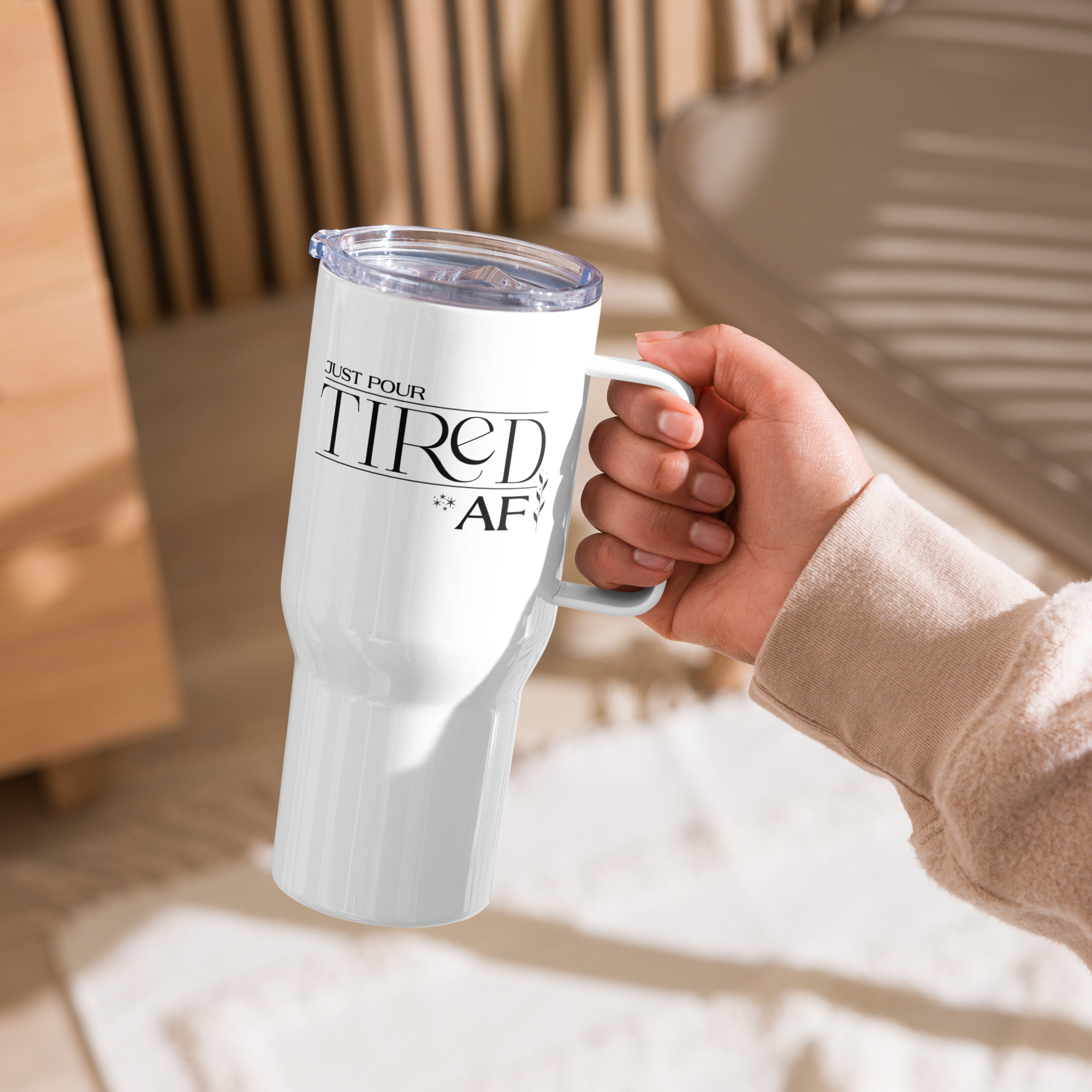 Just Pour Travel mug with a handle
