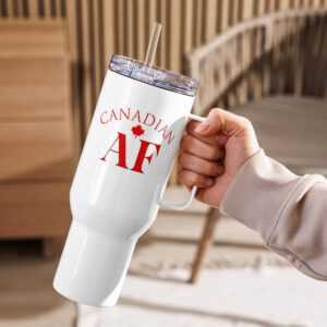 Canadian AF Travel mug with a handle